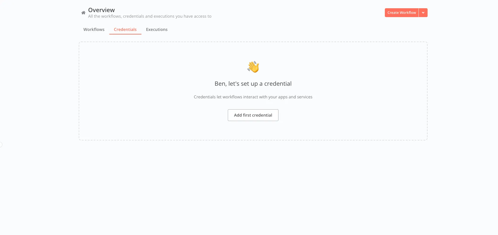 n8n credentials page