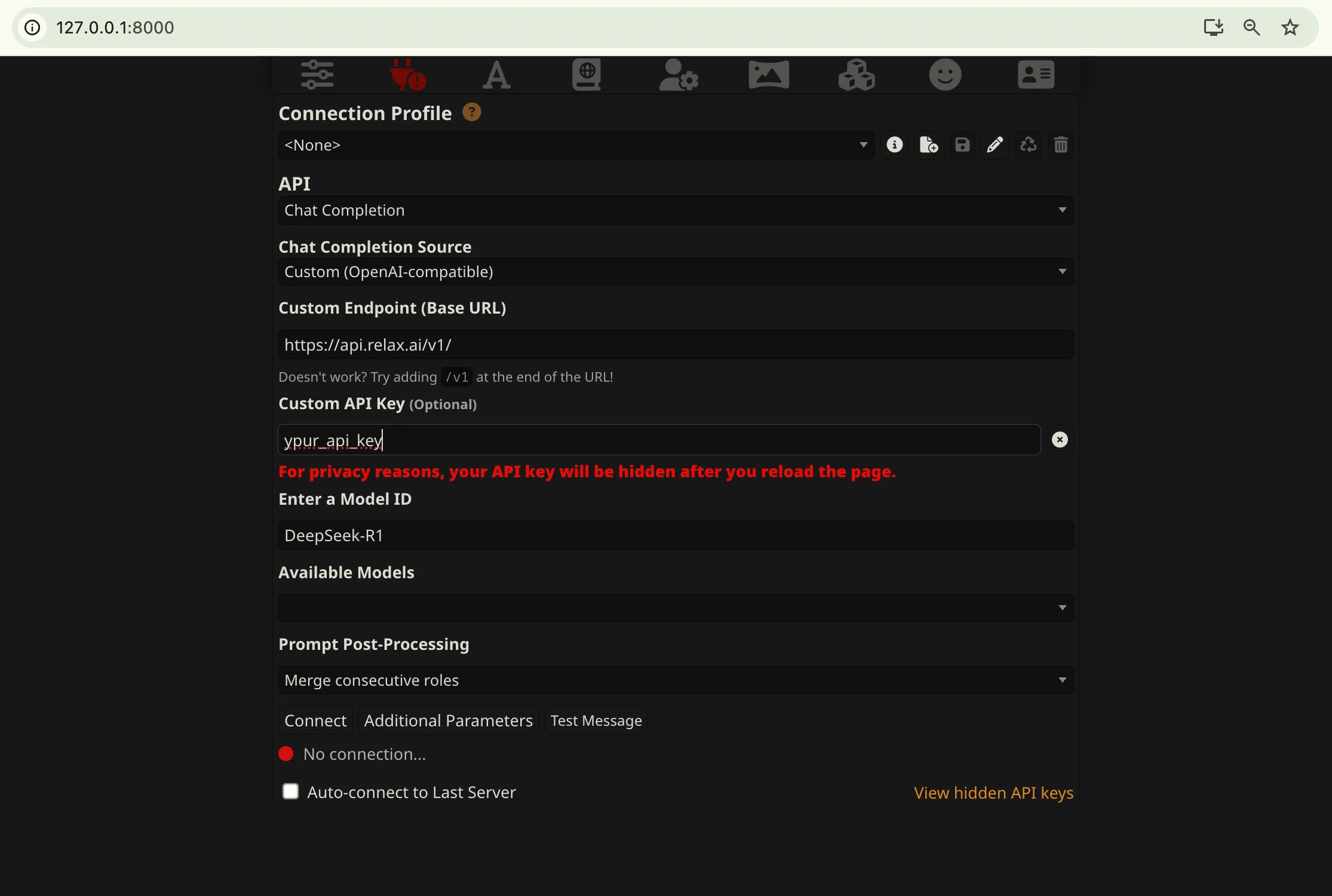 SillyTavern API Selection